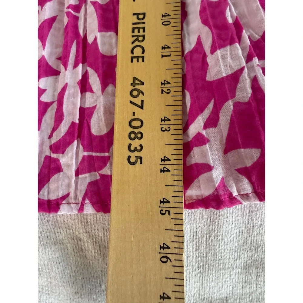 VTG Naqui Pink Floral Pleated Midi Dress O/S Boho Cottagecore Button Back - Picture 6 of 8